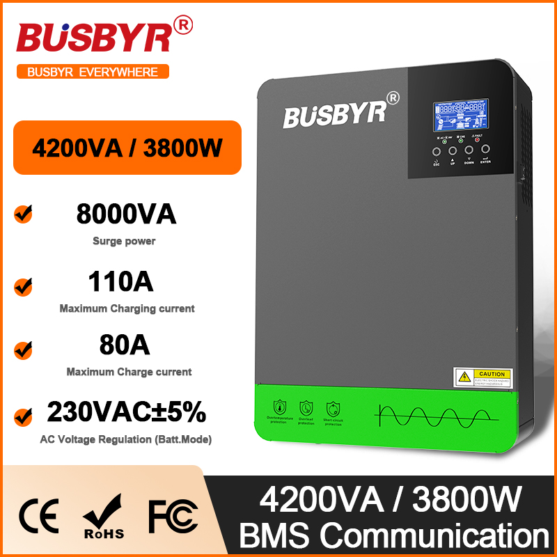 Renewable Energy Systems - 純粋な正弦波ハイブリッドソーラーインバーター,MPPT,4.2kw,6.2kw,24v,48v,230v,100a,120aソーラーパネル用充電コントローラー