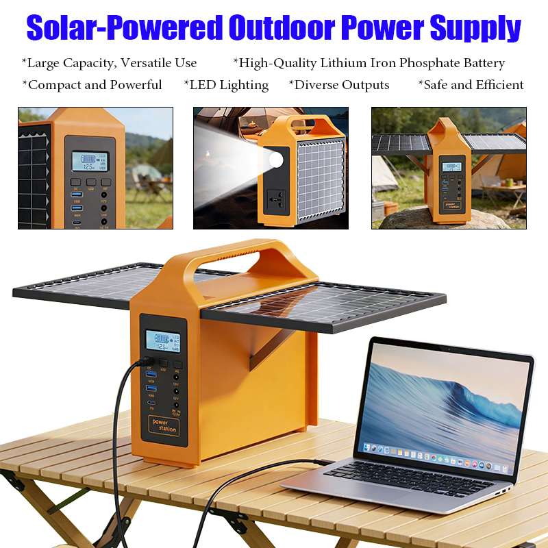 Renewable Energy Systems - 150Wポータブルソーラー発電ステーション、LEDライトとソーラーパネル付き、220V/110V電源、ソーラー発電機、屋外用バックアップ電源