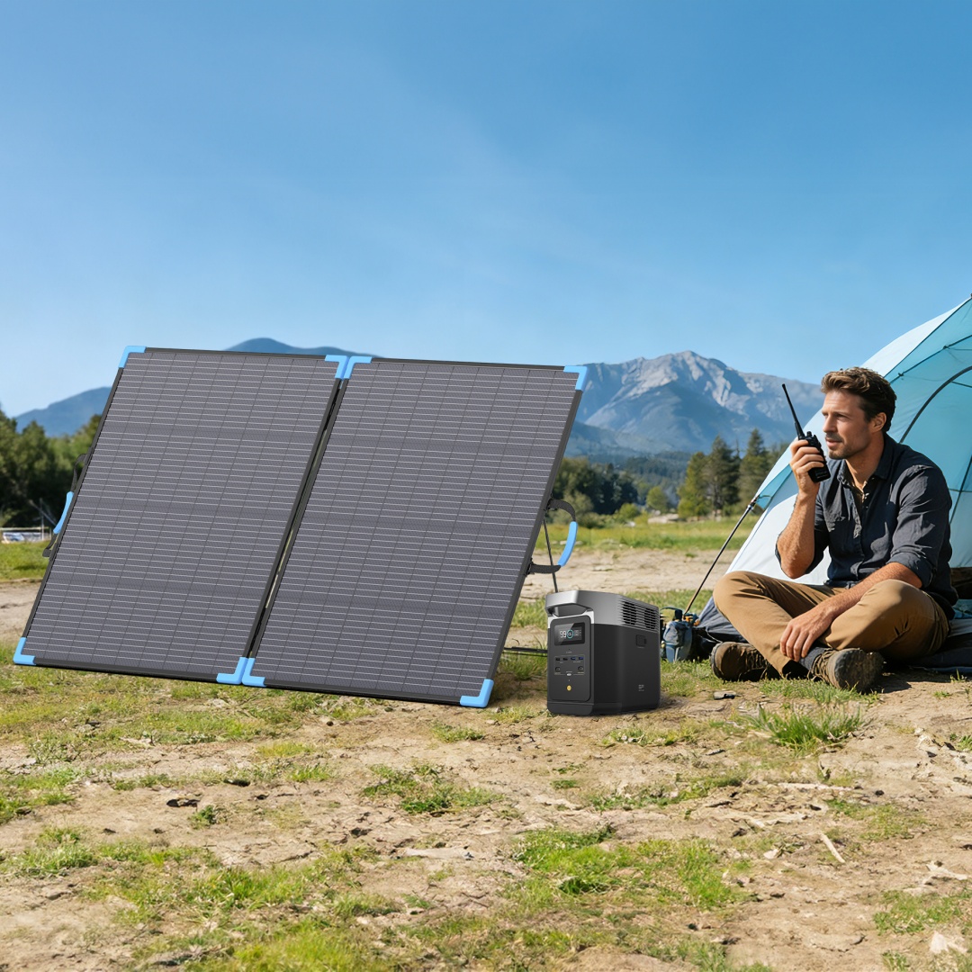 Renewable Energy Resources - E-POWO 20V 両面ソーラーパネル 220W 折りたたみ式ソーラー充電器 ソーラー