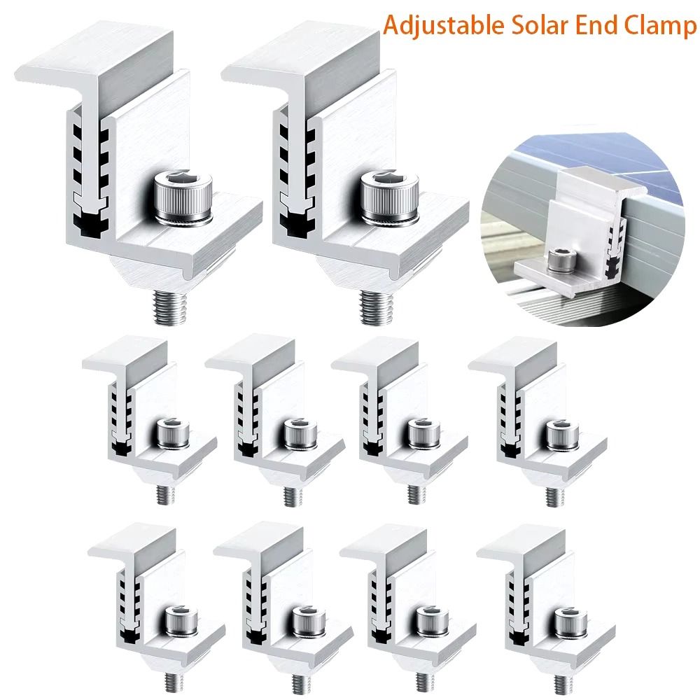 Renewable Energy Systems - 4 個の調整可能なソーラーパネルクランプ中圧サイドプレッシャーソーラーエンドミッドクランプキット耐久性のあるアルミニウム