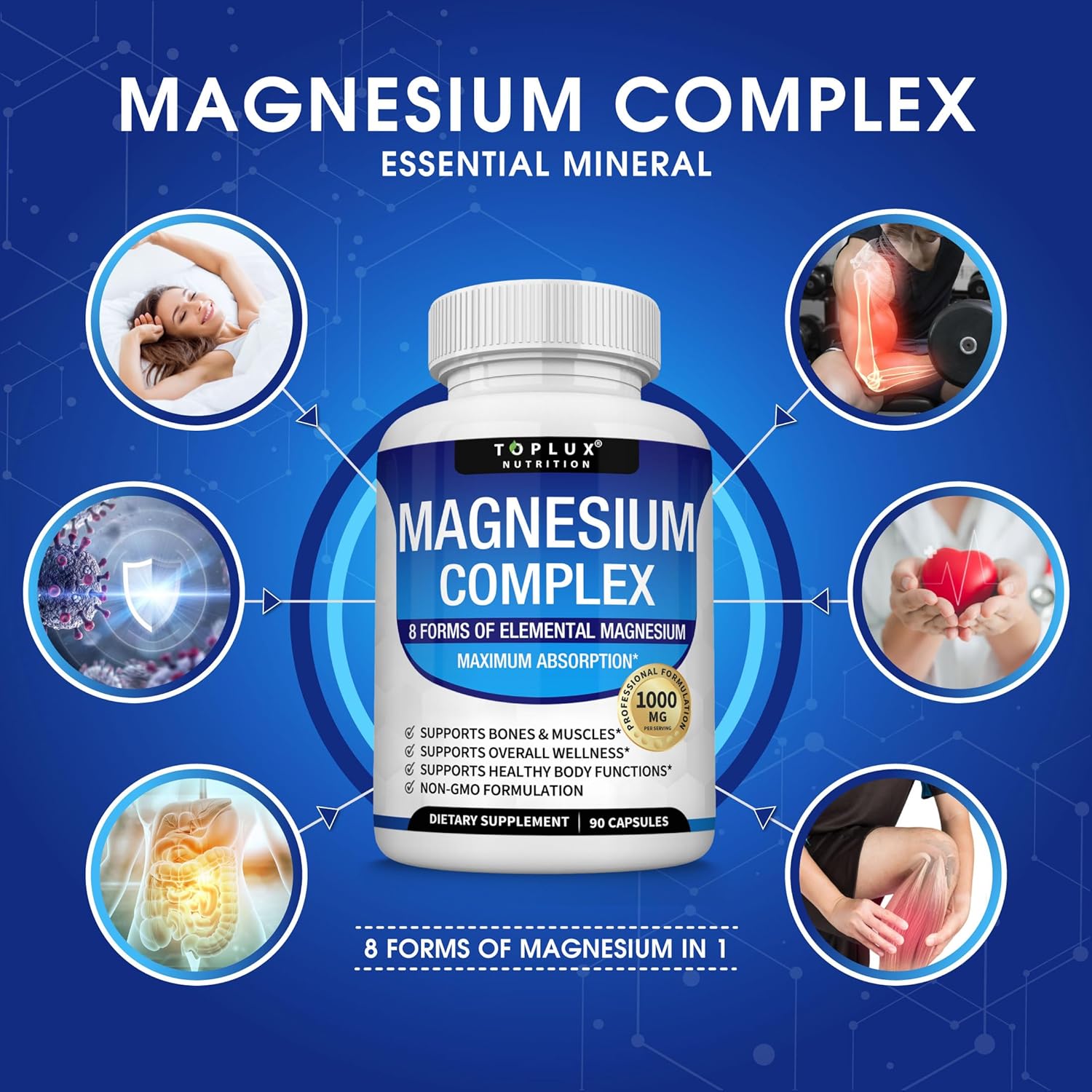 マグネシウム複合サプリメント 8種元素配合 1000mg - - Renewable Energy Resources のレビューと価格